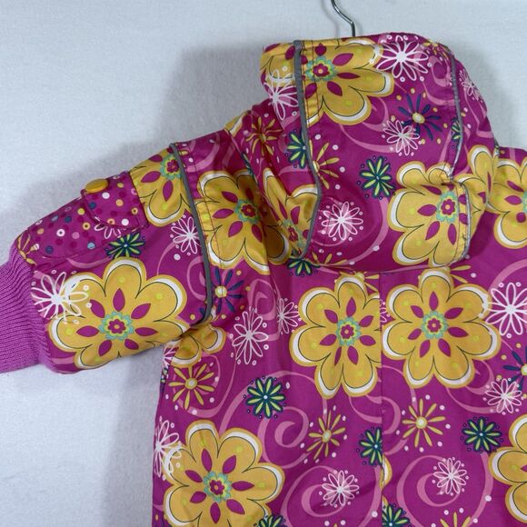 Hanna Andersson Pink Floral Hooded Lined Zipper Baby Snowsuit Size 60 US 3-6 M - Picture 10 of 10